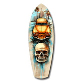 Retro Rides Rebel Skulls Glass Wall Art.